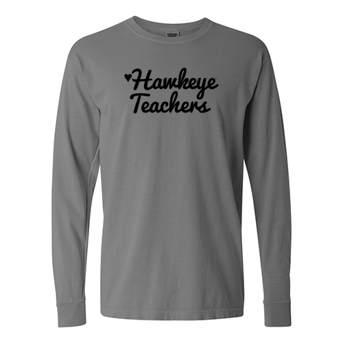 Hawkeye Teachers Comfort Colors Ringspun Long Sleeve Tee -- Grey