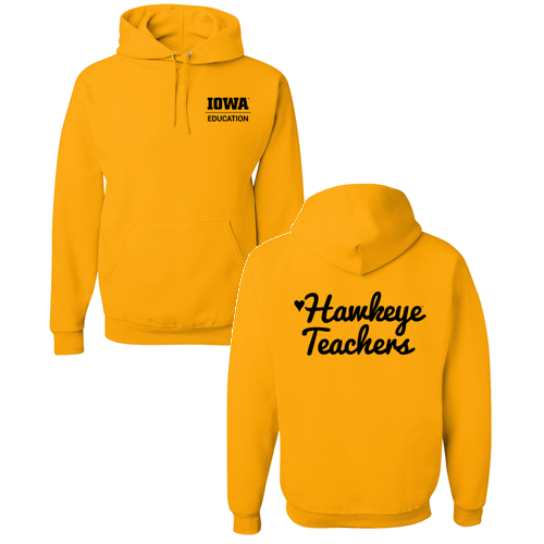 Hawkeye Teacher Jerzees 8 oz 50/50 Nublend Adult Hooded Sweatshirt -- Gold