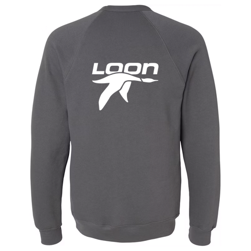 Loon Logo 2 White Ink -- Crewneck Sweatshirt Asphalt