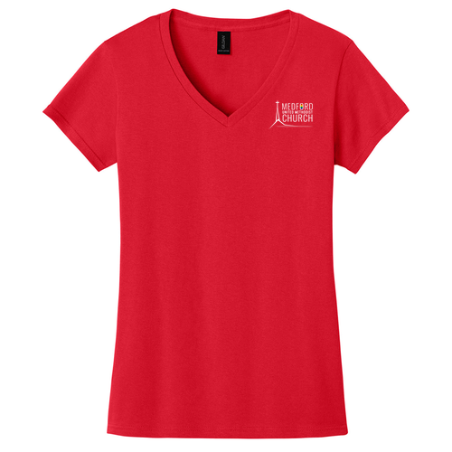 Gildan Heavy Cotton Ladies' V-Neck Tee -- Red
