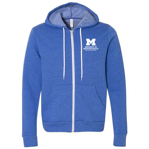 Mens/Unisex Bella Canvas Full-Zip Hooded Sweatshirt -- Heather True Royal