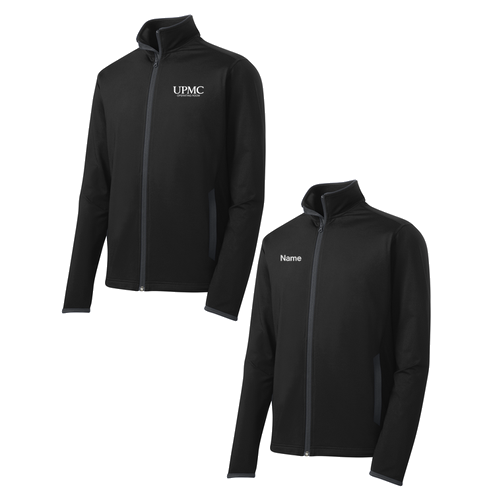 Sport-Tek Sport Wick Stretch Contrast Full Zip Jacket -- Black / Charcoal Grey