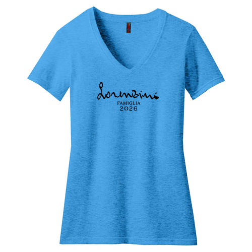 District Made Ladies Perfect Blend V-Neck Tee -- Heathered Bright Turquoise