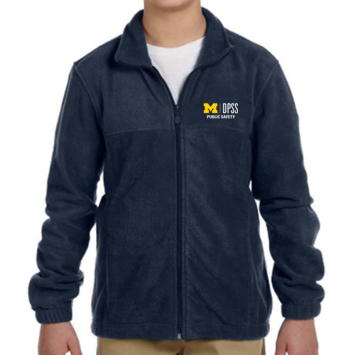 Youth Harriton 8 oz. Full-Zip Fleece -- Navy