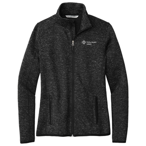 Port Authority Ladies Sweater Fleece Jacket -- Black Heather