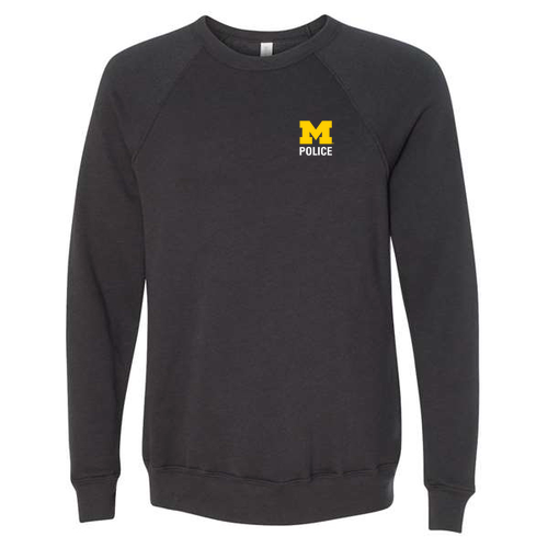 M Police Mens/Unisex Bella Canvas Sponge Fleece Raglan Sweatshirt -- Dark Grey