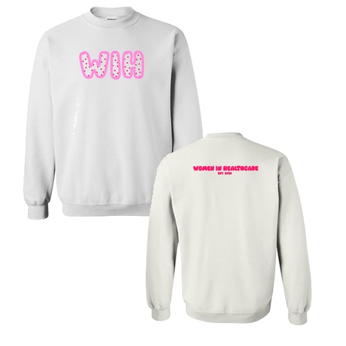 Pink WIH Gildan Heavy Blend Crew Neck Sweatshirt -- White