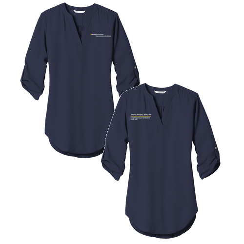 Port Authority Ladies 3/4-Sleeve Tunic Blouse -- True Navy