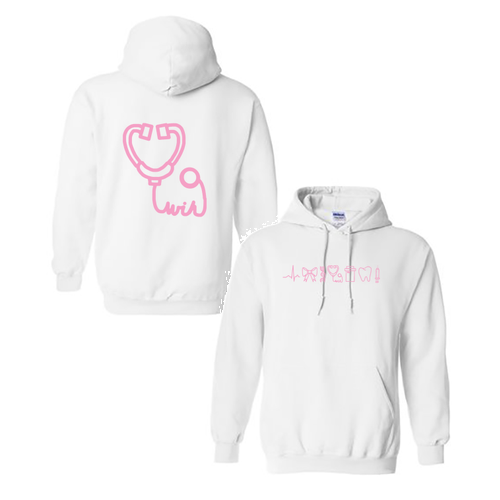 Stethoscope Gildan Heavy Blend Hooded Sweatshirt -- White