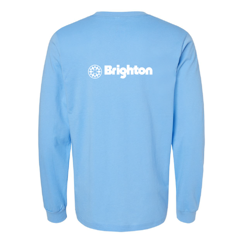Brighton Logo 2 White Ink -- Long Sleeve Carolina Blue