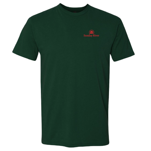 Sunday River Logo 2 Red Ink -- Short Sleeve Forest Green