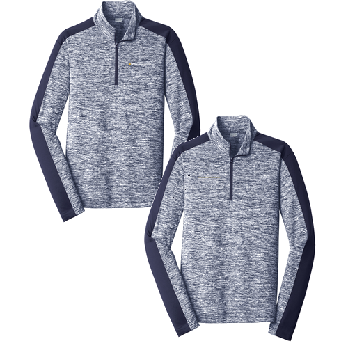 Sport-Tek PosiCharge Electric Heather Colorblock Quarter Zip Pullover -- True Navy Electric / True Navy