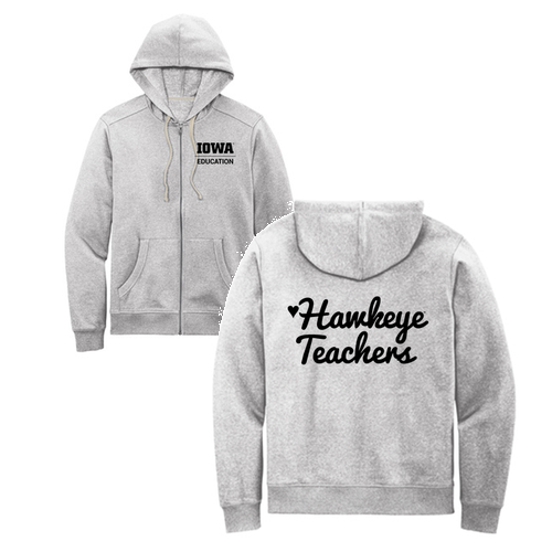 Hawkeye Teachers District Re-Fleece Full-Zip Hoodie -- Light Heather Grey