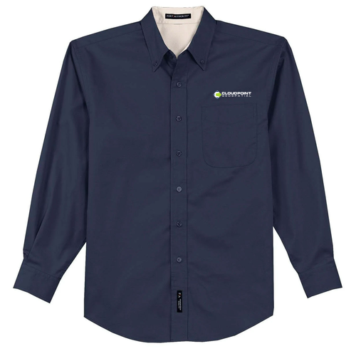 Port Authority Easy Care Long Sleeve Shirt -- Navy / Light Stone