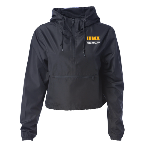 Independent Trading Co. Womens Lightweight Pullover Crop Windbreaker -- Black