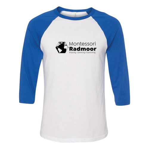 Bella Canvas Adult Unisex 3/4 Sleeve Baseball T-Shirt -- White / True Royal