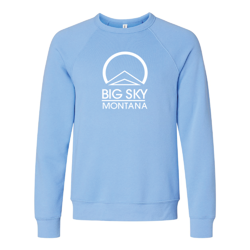 Big Sky Montana White Ink -- Crewneck Sweatshirt Carolina Blue