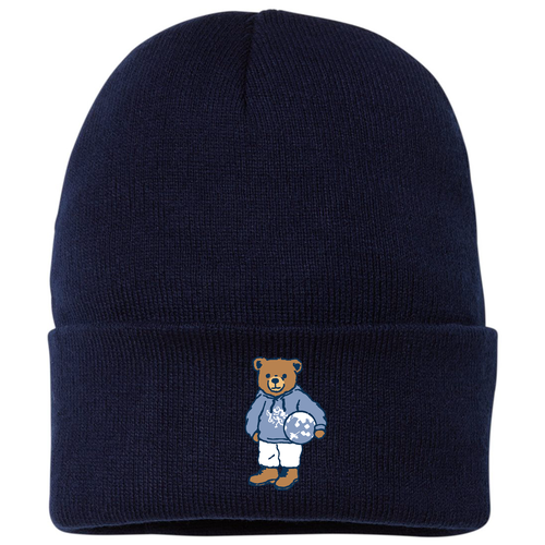 Teddy Bear Sportsman Fleece Lined 12" Cuffed Beanie -- Navy