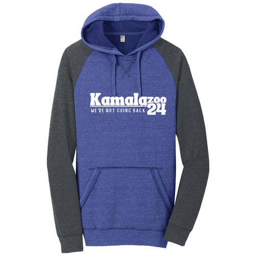 District Lightweight Fleece Raglan Hoodie -- Heathered Deep Royal / Heathered Charcoal