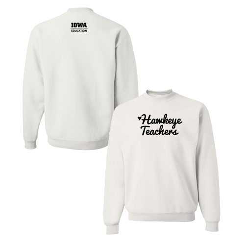Hawkeye Teachers Jerzees 8 Oz., 50/50 Nublend Fleece Crew -- White
