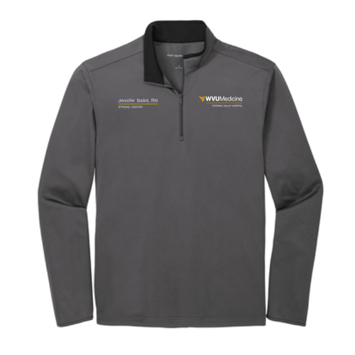 Embroidered Port Authority Silk Touch Performance 1 / 4-Zip -- Steel Grey / Black