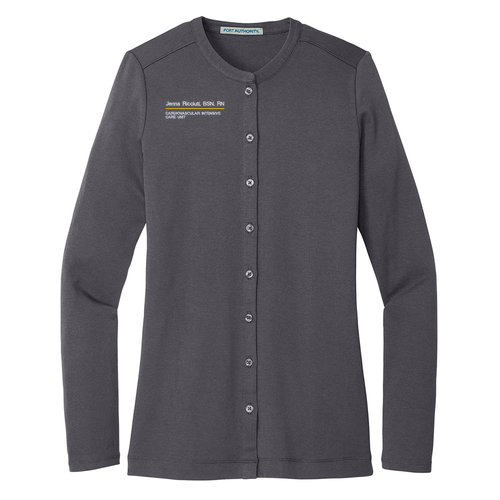 Port Authority Ladies Concept Stretch Button Front Cardigan -- Grey Smoke
