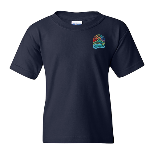 Gildan Heavy Cotton Basic Youth T-Shirt Front & Back -- Navy