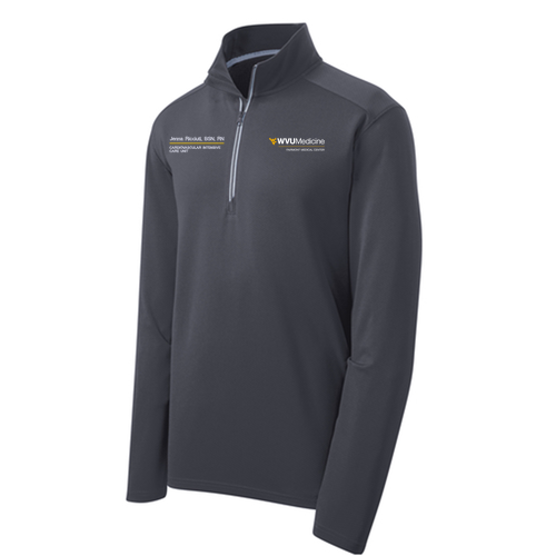 Embroidered Sport Tek Sport Wick Textured Quarter Zip Pullover -- Iron Grey