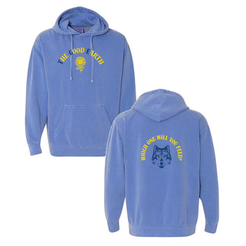Comfort Colors Garment Dyed Hooded Pullover Sweatshirt -- Flo Blue