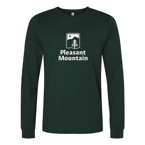Pleasant Mountain Logo 1 White Ink -- Longsleeve Forest
