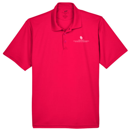 UltraClub Mens Cool & Dry Mesh Pique Polo Embroidered-- Red