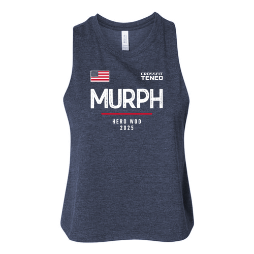 Ladies Bella Canvas Soft Racerback Cropped Tank -- Heather Navy