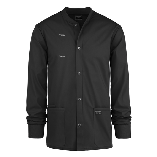 UA Cherokee Workwear Professionals Men's 3-Pocket STRETCH Snap Front Scrub Jacket -- Black
