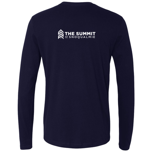 The Summit at Snoqualmie Logo 2 White Ink -- Long Sleeve Midnight Navy