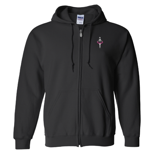 Mens/Unisex Gildan Full Zip Hooded Sweatshirt -- Black