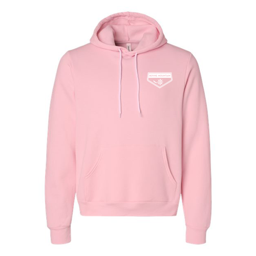 Boyne Mountain Logo 2 White Ink -- Pullover Hooded Sweatshirt Pink