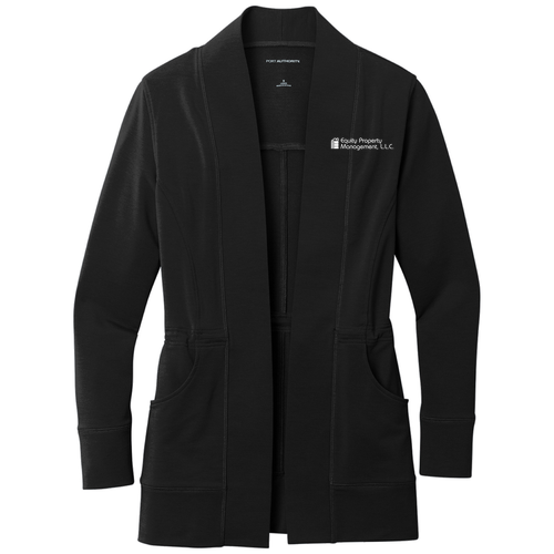 Port Authority Ladies Microterry Cardigan -- Deep Black