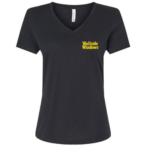 Bella+Canvas Women's Relaxed Heather Cvc V-Neck Tee -- Solid Black Blend