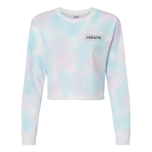 Hiraya Logo Women's Lightweight Cropped Crewneck Sweatshirt -- Tie Dye Cotton Candy