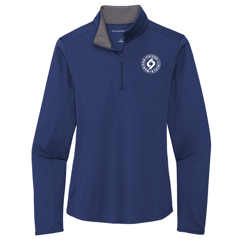 WOMEN'S Port Authority Silk Touch Performance 1 / 4-Zip -- Royal / Steel Grey