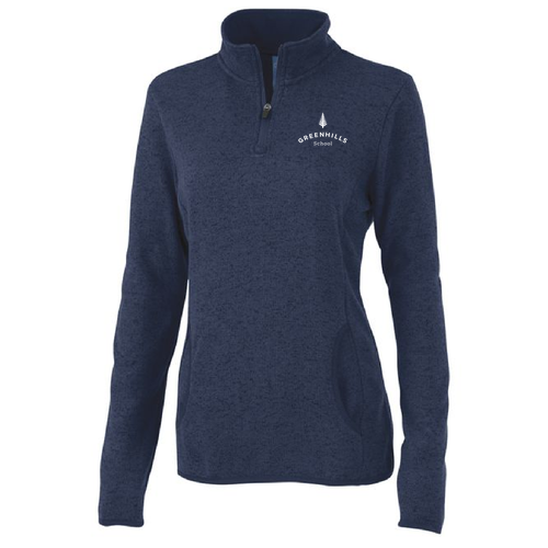 Charles River Womens Heathered Fleece Pullover -- Navy Heather