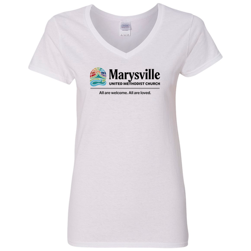 Gildan Heavy Cotton Ladies' V-Neck Tee -- White