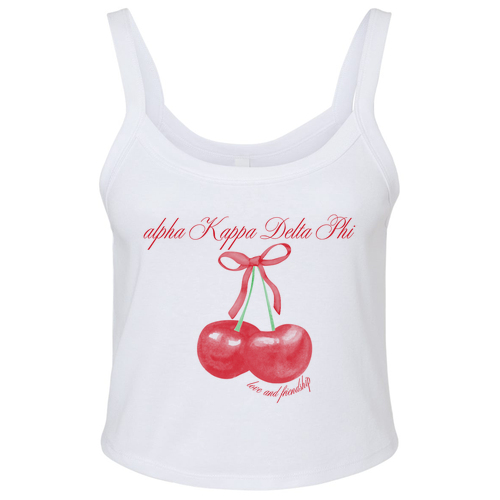 Bella+Canvas Women's Spaghetti Strap Tank -- Cherry Design