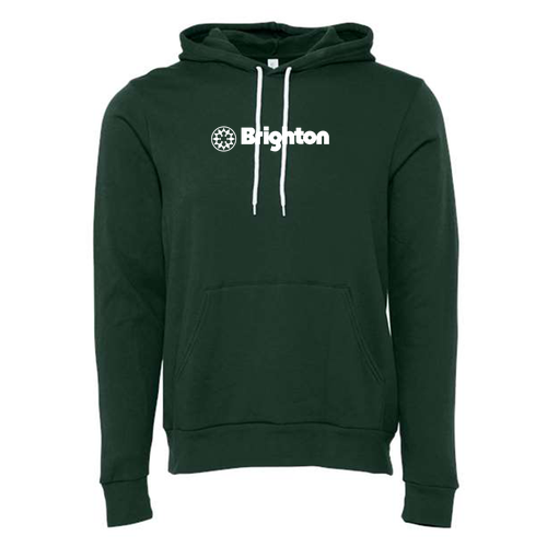 Brighton Logo 1 White Ink -- Pullover Hooded Sweatshirt Forest