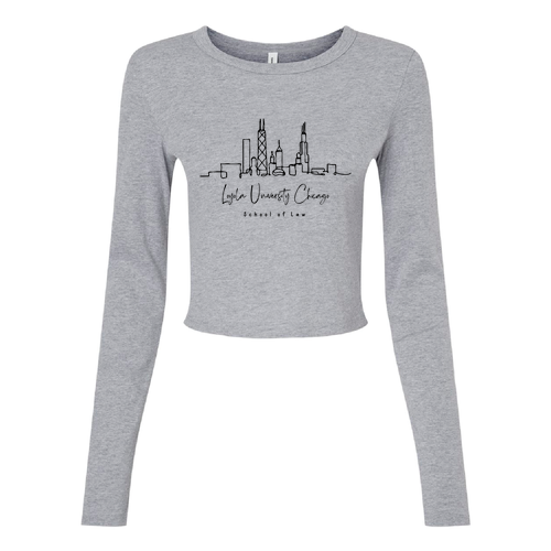 Chicago Skyline Long Sleeve Baby Tee -- Athletic Heather