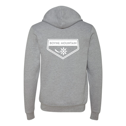 Boyne Mountain Logo 2 White Ink -- Pullover Hooded Sweatshirt Athletic Heather