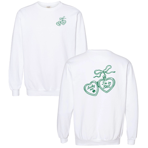 Comfort Colors Unisex Garment-Dyed Crewneck Sweatshirt -- White Locket Design