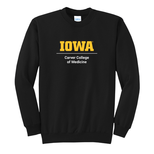 Printed CCOM Logo Port and Company Classic Crewneck Sweatshirt -- Jet Black
