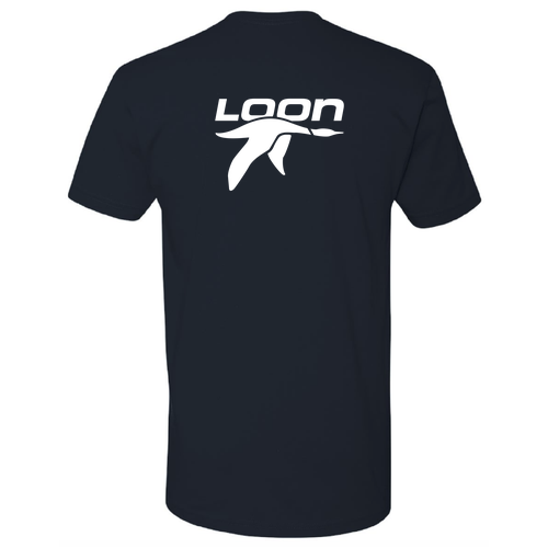 Loon Logo 2 White Ink -- Short Sleeve Midnight Navy