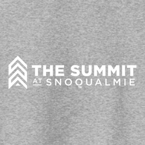 The Summit at Snoqualmie Logo 2 White Ink -- Crewneck Sweatshirt Athletic Heather